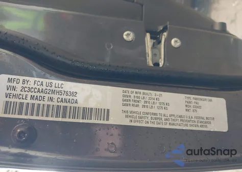 2021 Chrysler 300 Touring из США, поврежденный, VIN 2C3CCAAG2MH576362